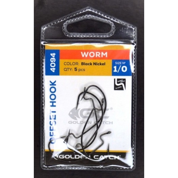 Гачки для риби, GC Offset Worm 4094, 5шт/уп, колір BN, №1/0